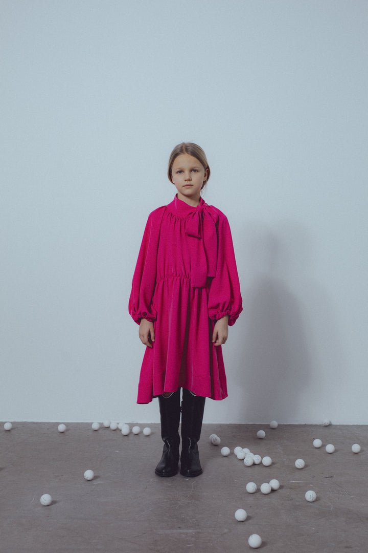 SENTIMENTAL BOW DRESS-Fuchsia