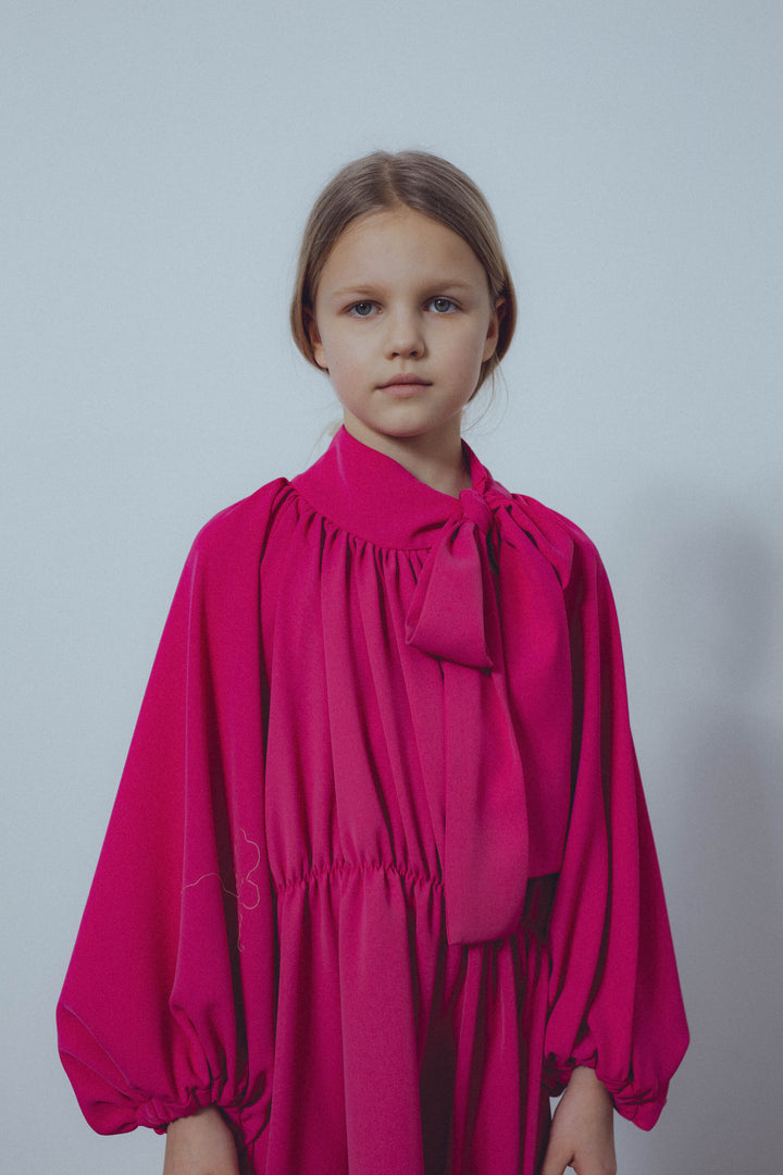 SENTIMENTAL BOW DRESS-Fuchsia