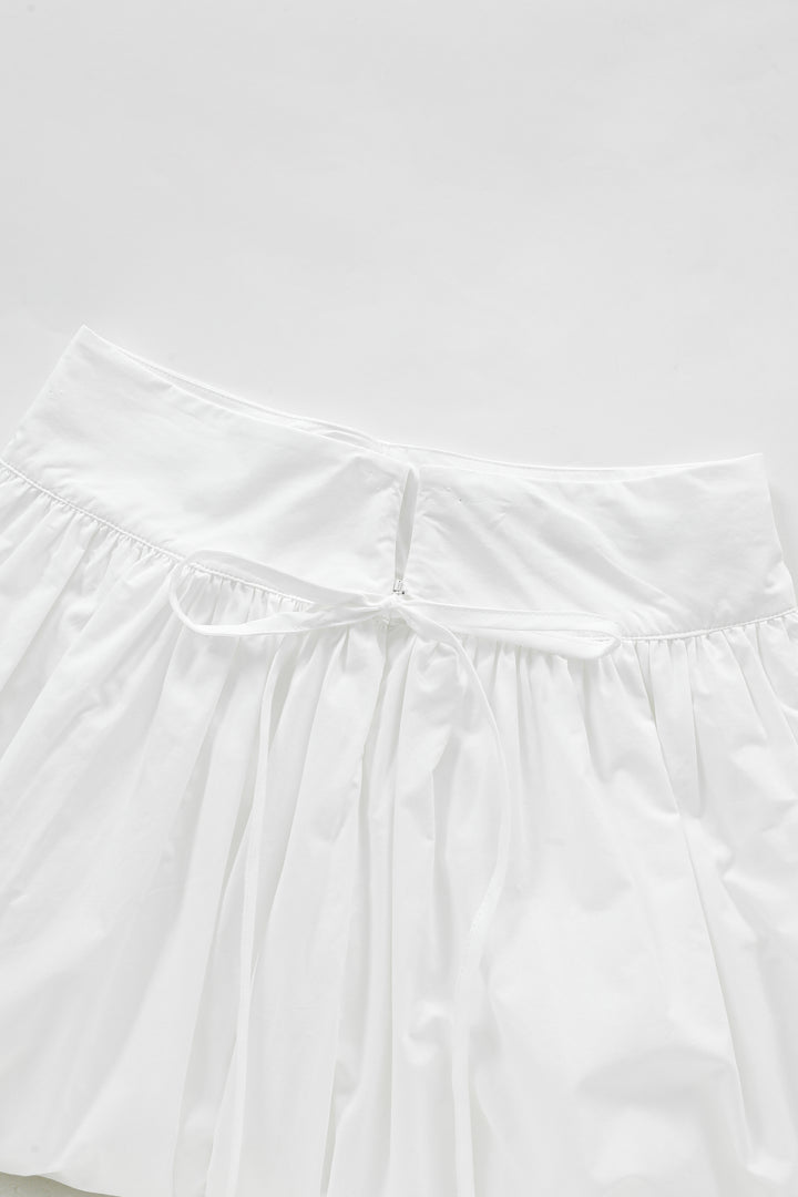 MIDI CIRCLE SKIRT WITH SIDE TIE-WHITE