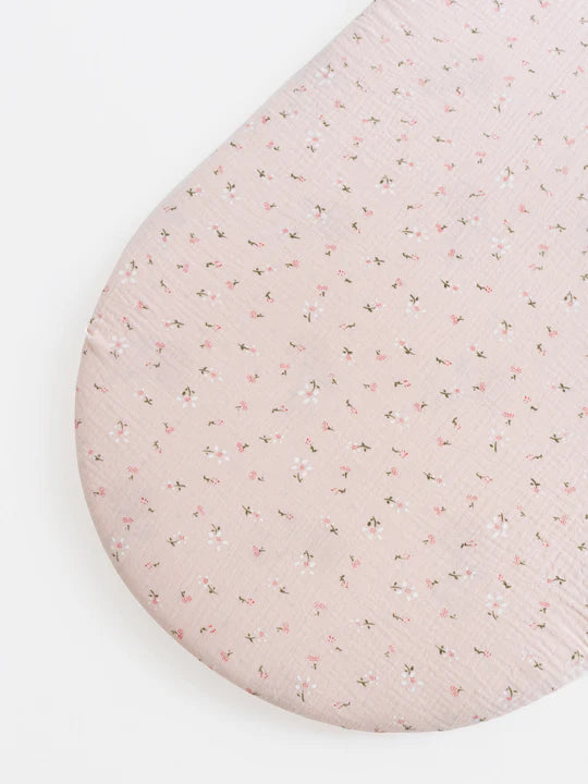 Muslin Fitted Sheets (for XL moses basket) / Color Pink Flowers