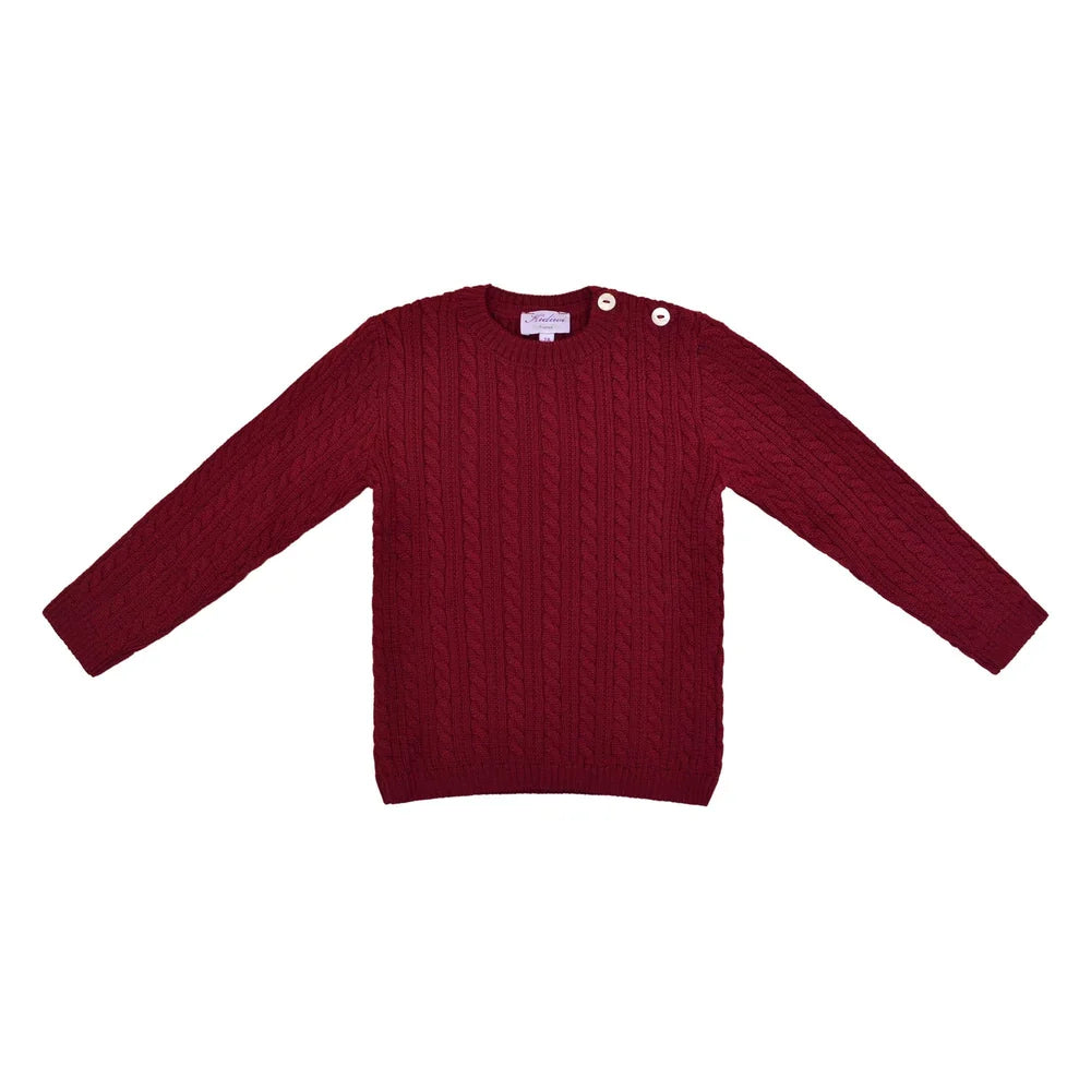 M0001 SIMON CABLE SWEATER WOOL - BURGUNDY