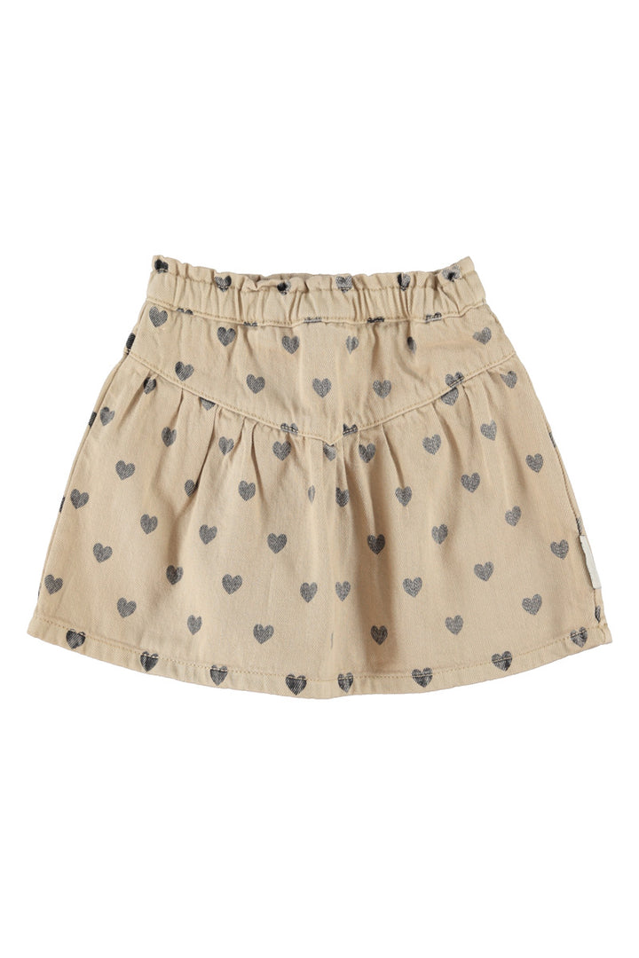MN2607 SHORT SKIRT - BEIGE W/ BLACK HEARTS