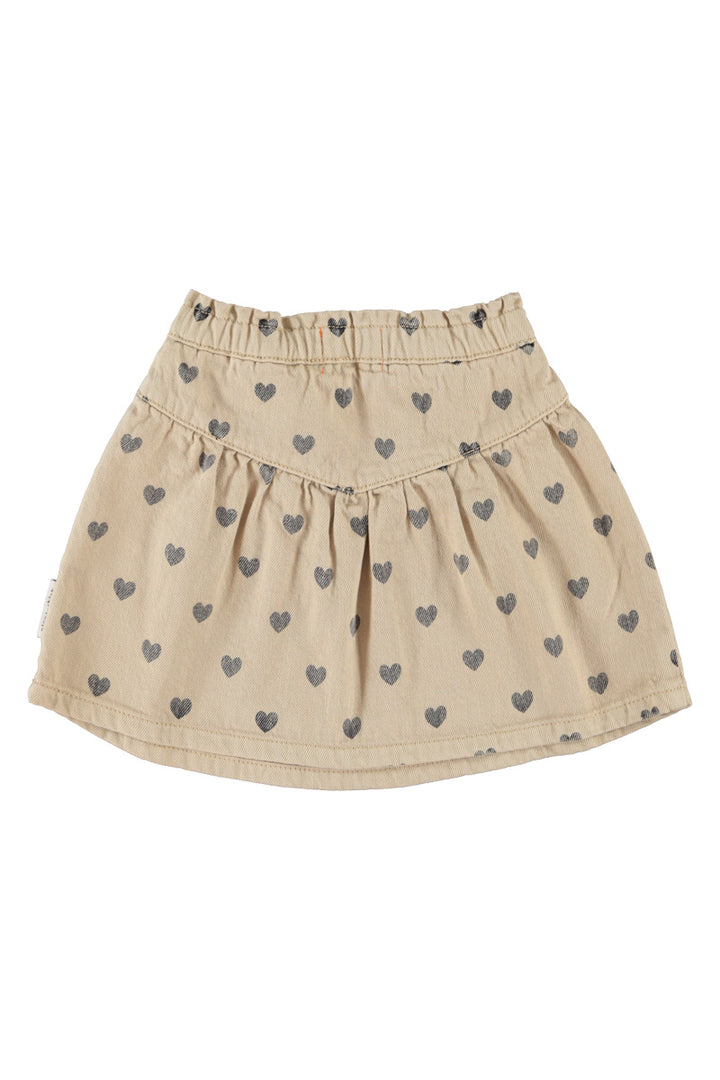 MN2607 SHORT SKIRT - BEIGE W/ BLACK HEARTS