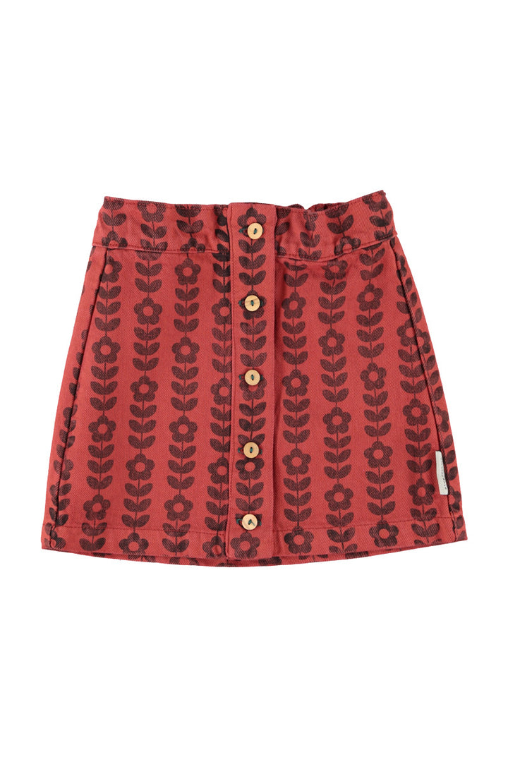 MN2611 SHORT SKIRT - BORDEAUX W/ BLACK FLOWERS