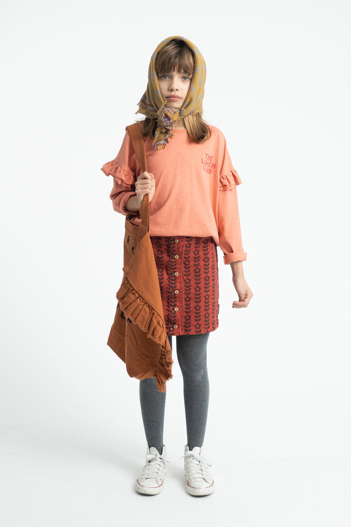 MN2611 SHORT SKIRT - BORDEAUX W/ BLACK FLOWERS