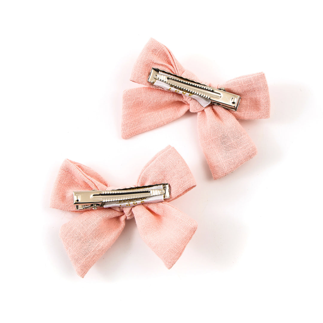 SSLDC001 FELICITY SUMMER SOIREE LINEN FLORAL EMBROIDERED DOUBLE CLIP SET PINK/WHITE