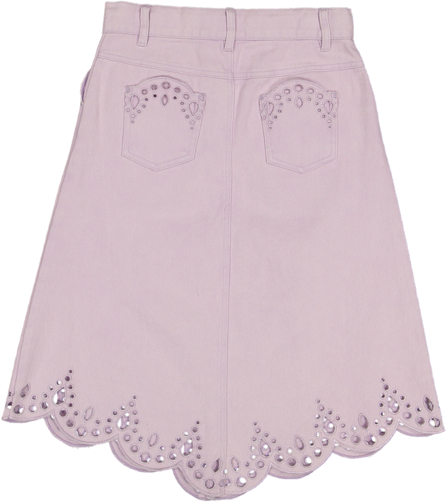 8136S-Lila Denim Cut Out Skirt-Lilac