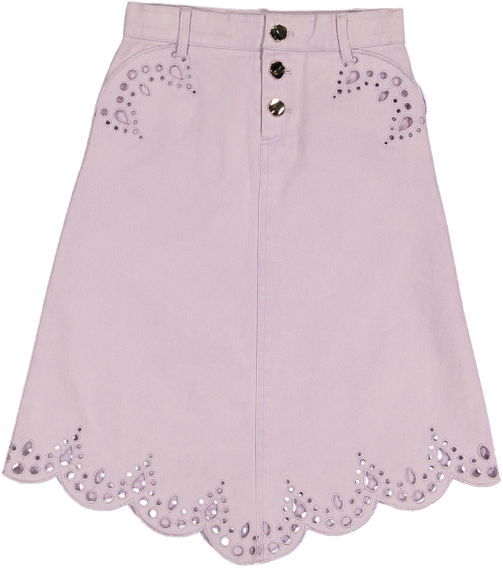 8136S-Lila Denim Cut Out Skirt-Lilac