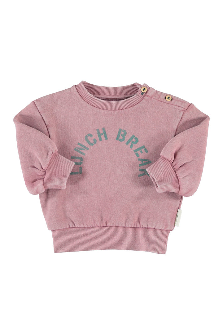 FLP2607.B OVERSIZED SWEATSHIRT - PINK W/ "LUNCH BREAK" PRINT