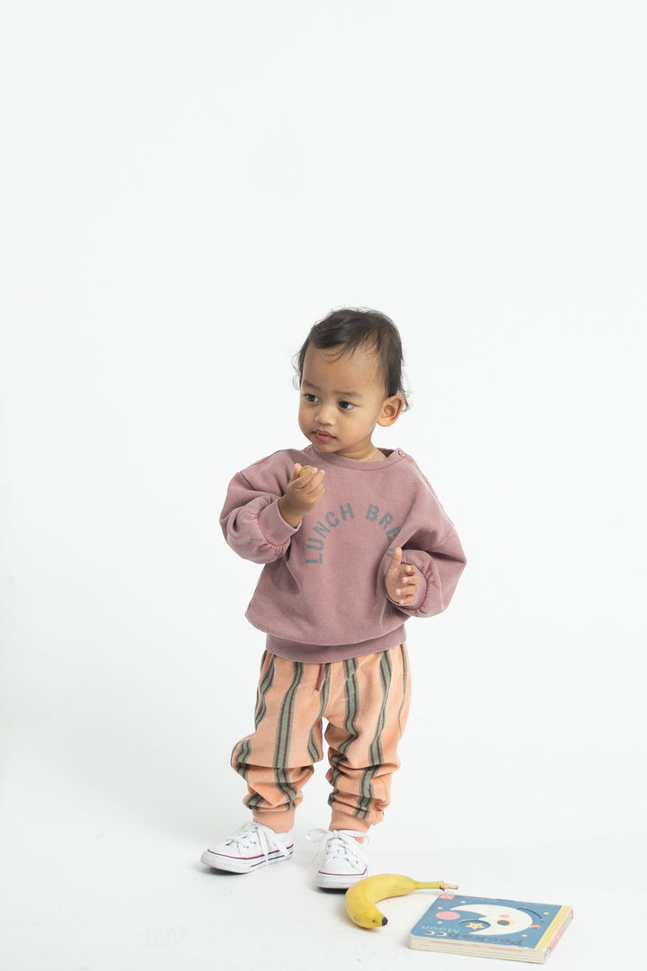 FLP2607.B OVERSIZED SWEATSHIRT - PINK W/ "LUNCH BREAK" PRINT