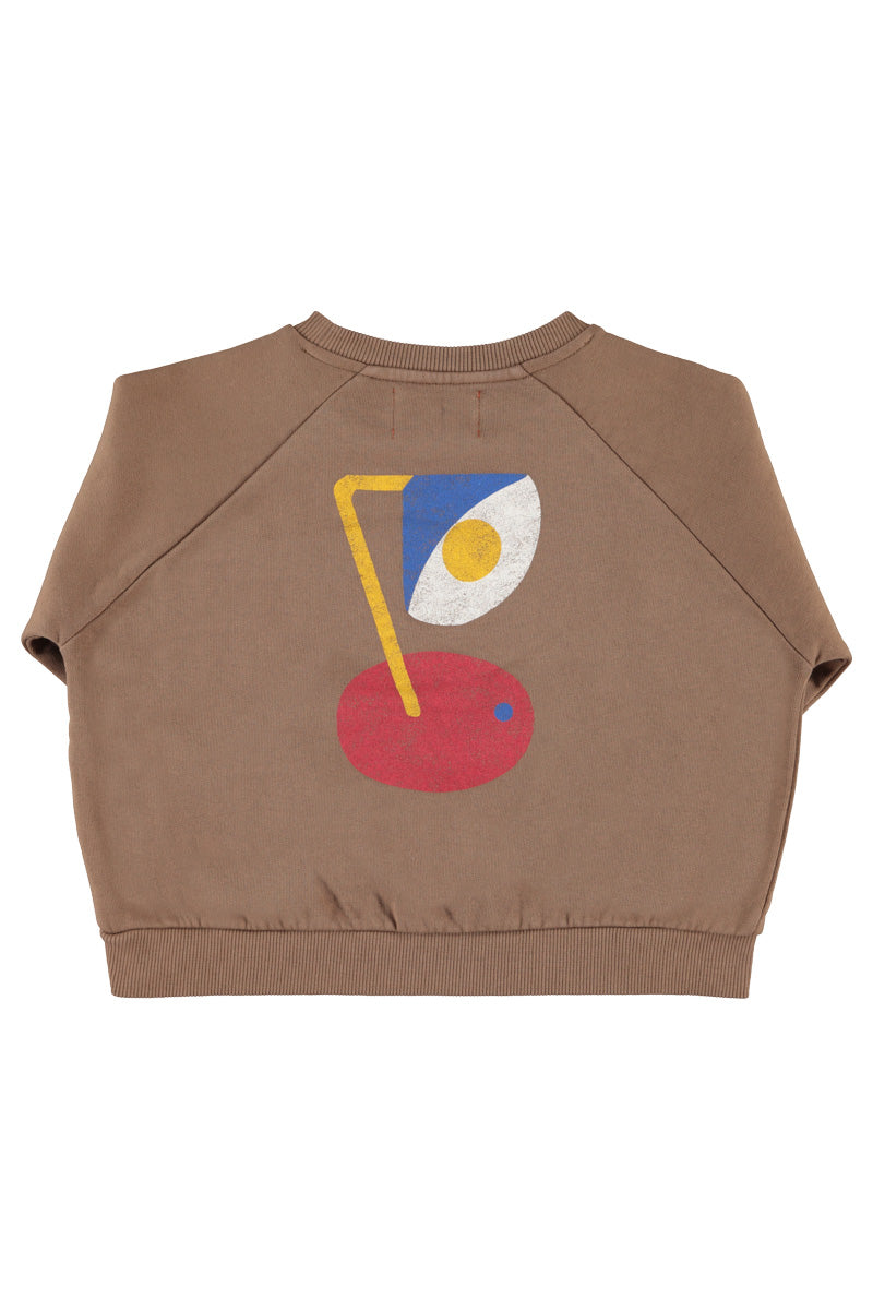 FLP2606A.K SWEATSHIRT - BROWN W/ "CAPTAIN" PRINT