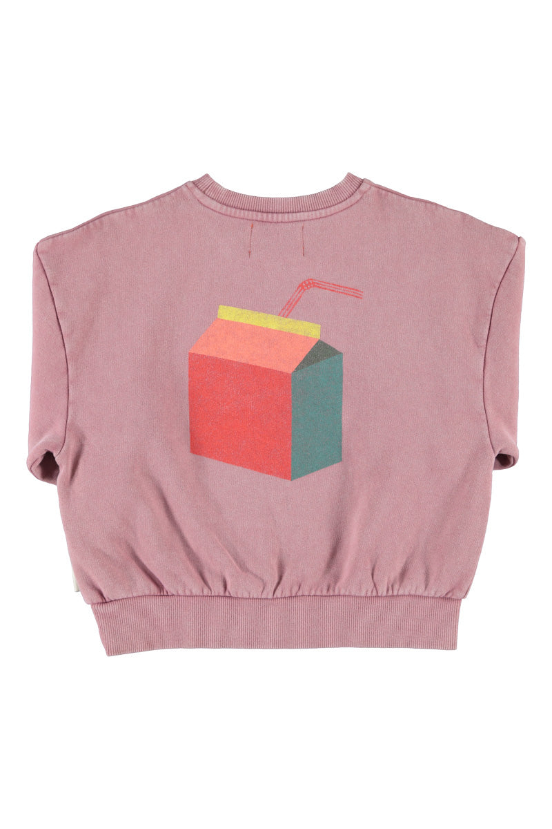 FLP2607.K OVERSIZED SWEATSHIRT - PINK W/ "LUNCH BREAK" PRINT