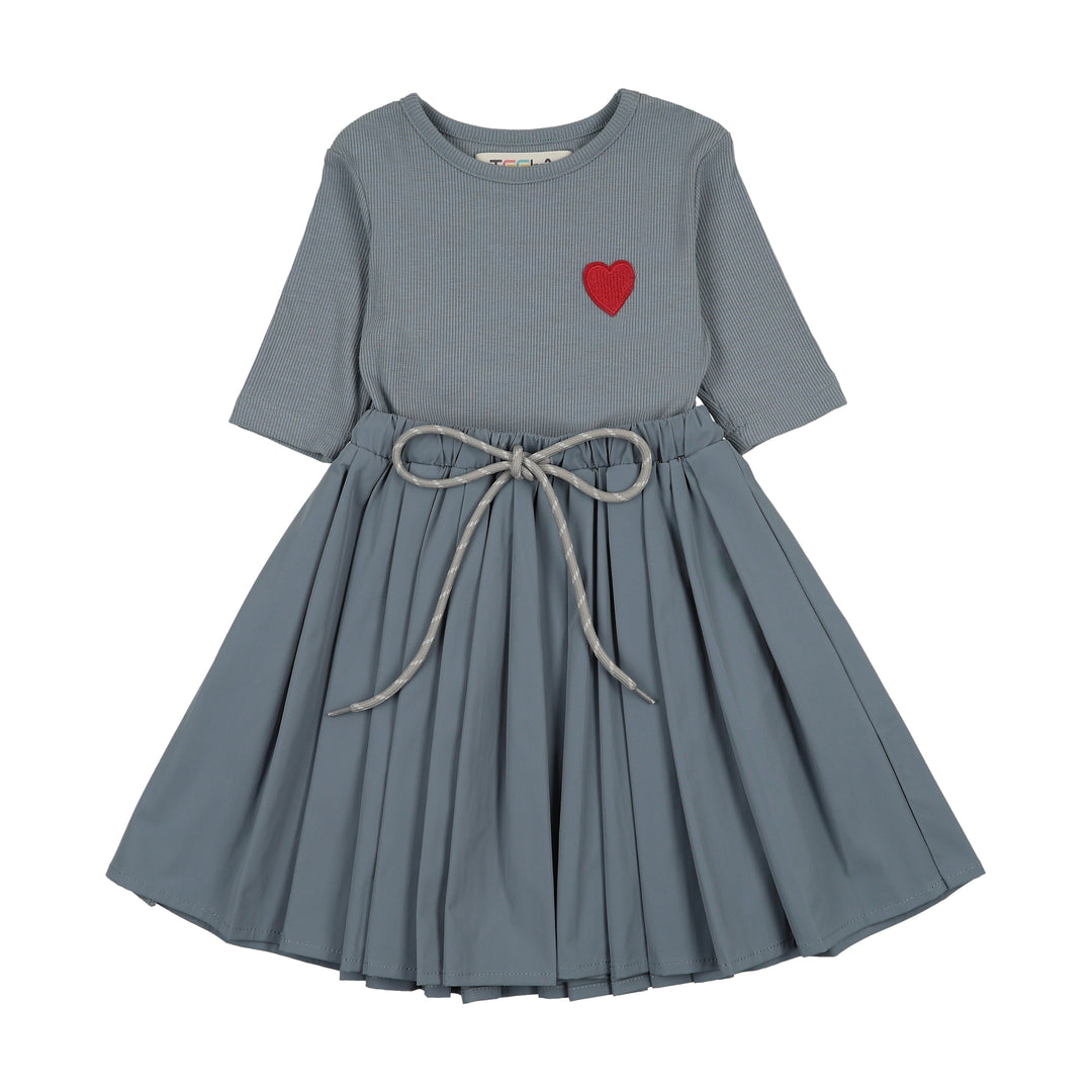 22-171A-PLEATED DRESS-BLUE