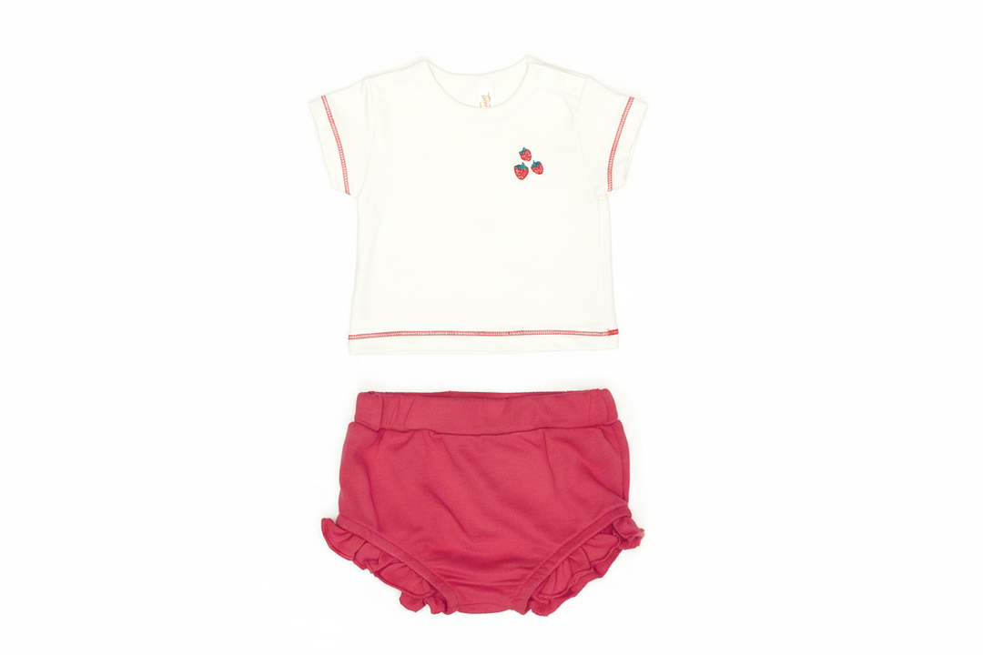 Terry Top and Red Bloomer - Natural Rosa Red