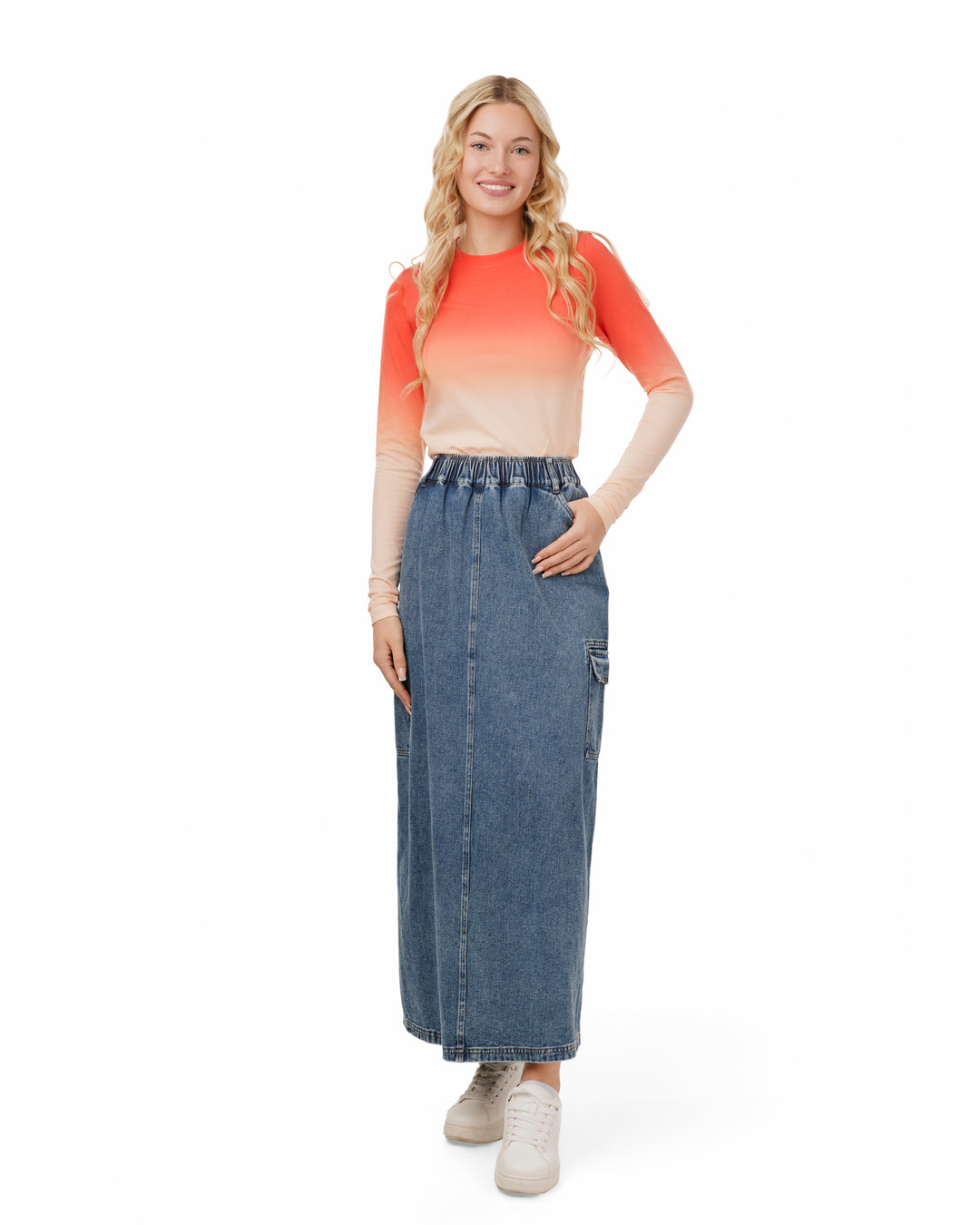 TYS606T-C-Ombre Top - Orange