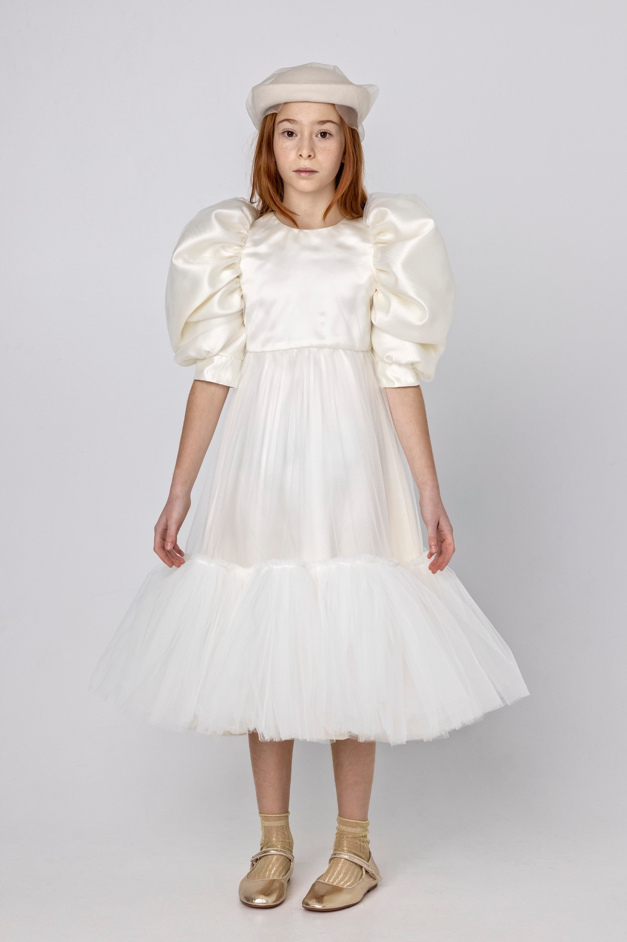 AW23-17-JACKIE DRESS (SHORT)-Ivory Tulle – whoopikids