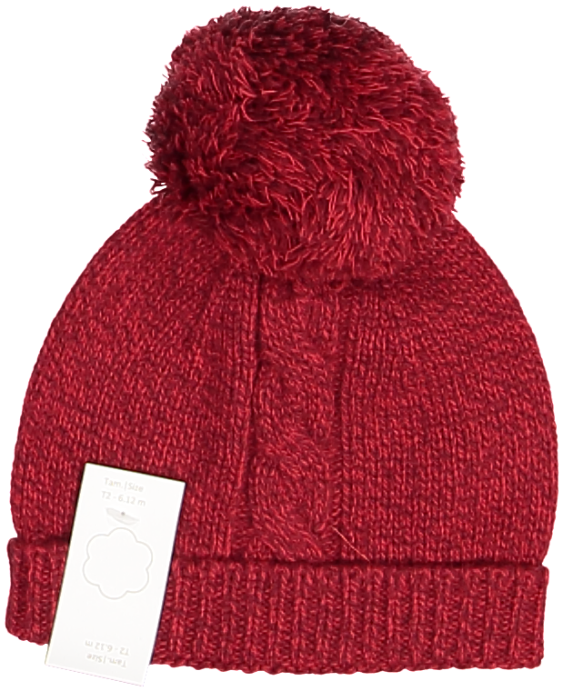 10307A-BEANIE W/POMPOM-Red