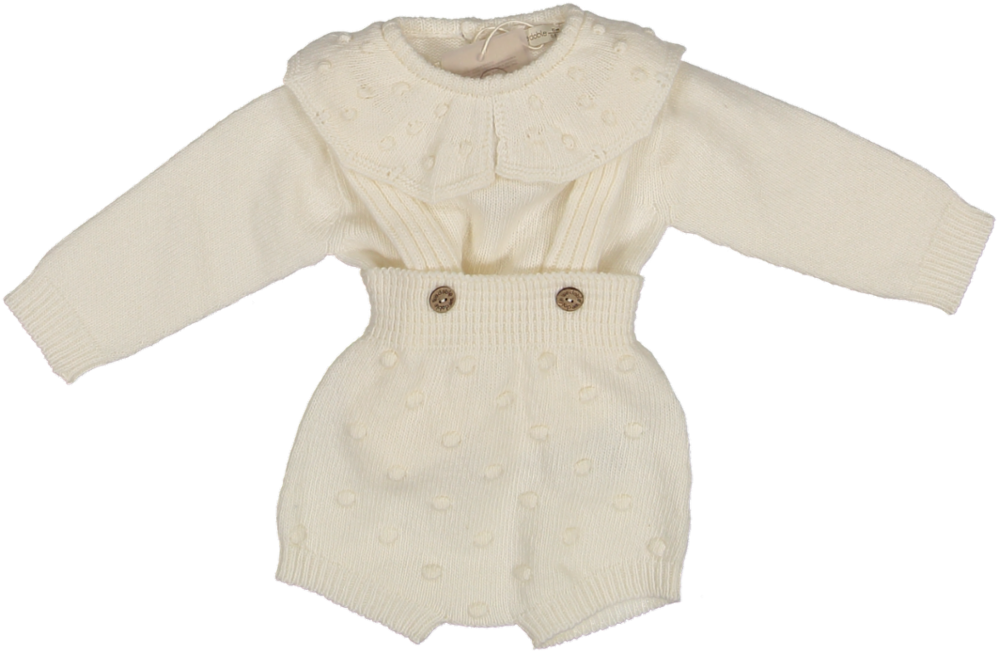 7305P/7301A-SHORTIE/SWEATER SET-Pearl