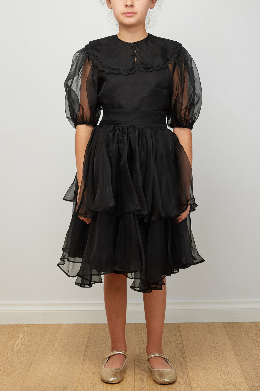 MARIE SILK ORGANZA BLOUSE.2054-BLACK