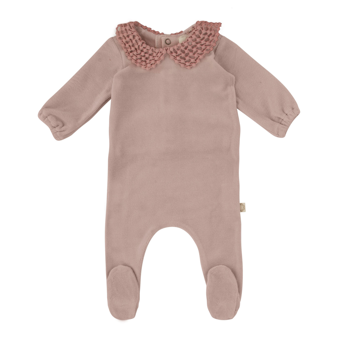 Dot Lace Collar Stretchy Dusty Pink