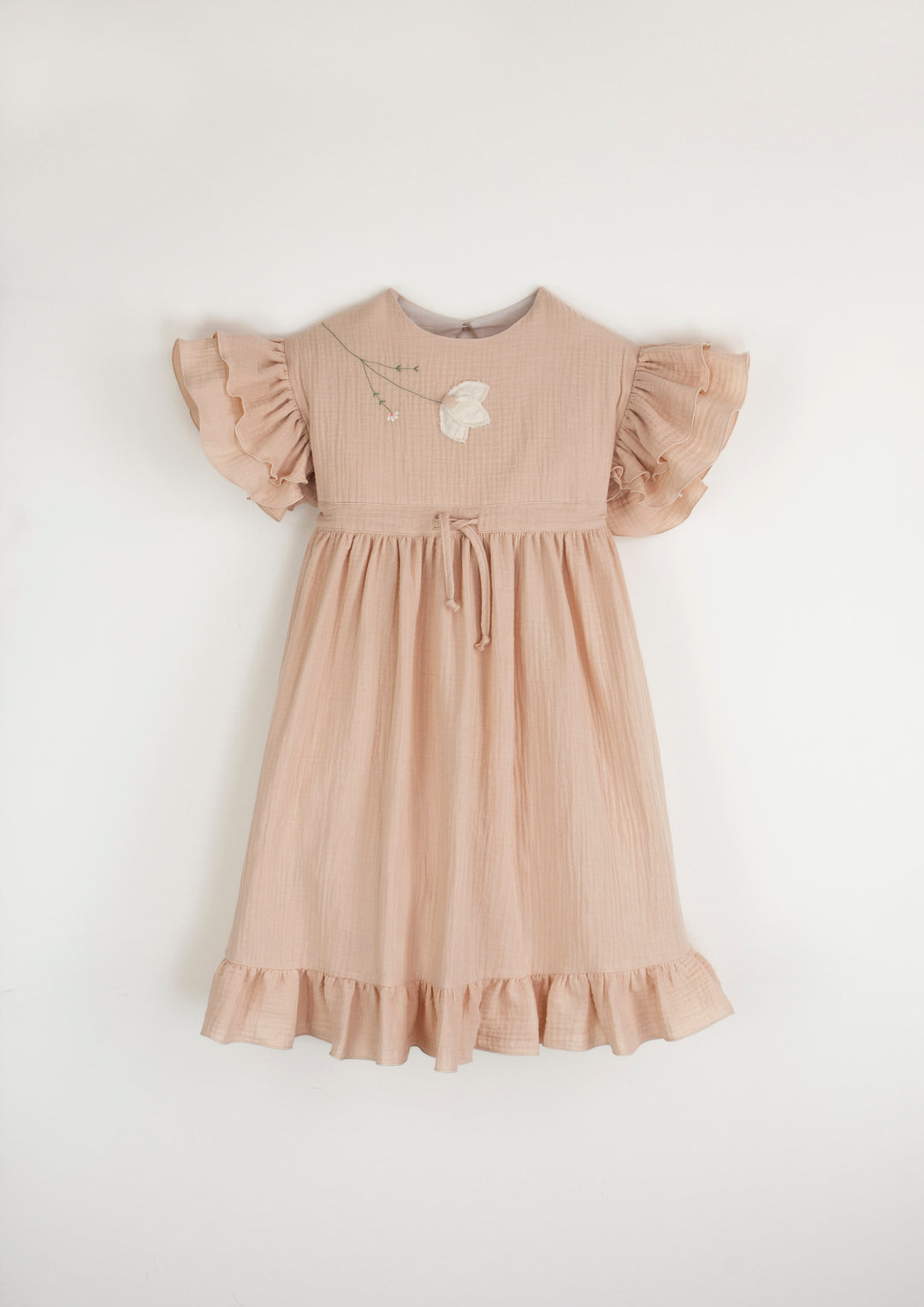 34.2 Pink dress W/ embroidered yoke and appliqué
