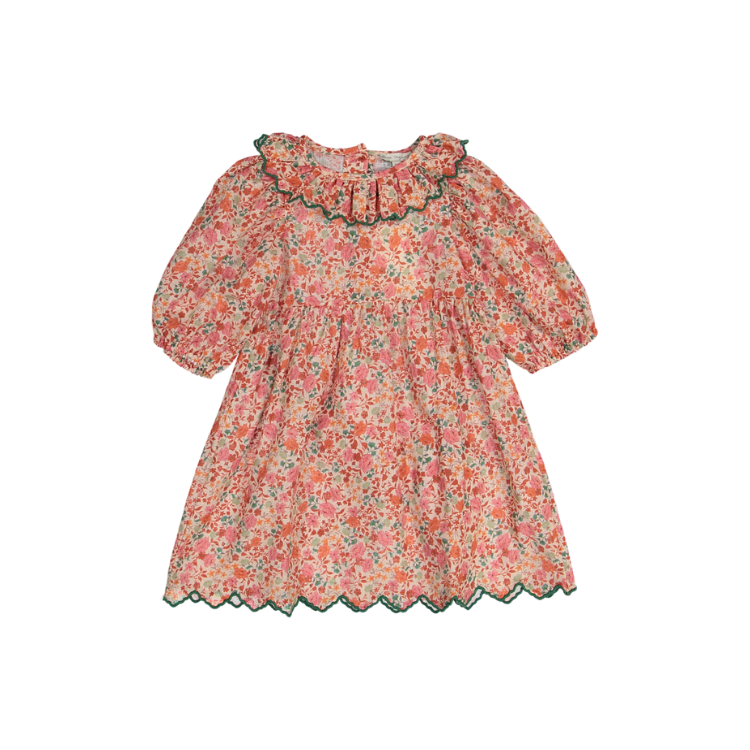 Clara floral dress 3/4 sleeve-Garden floral