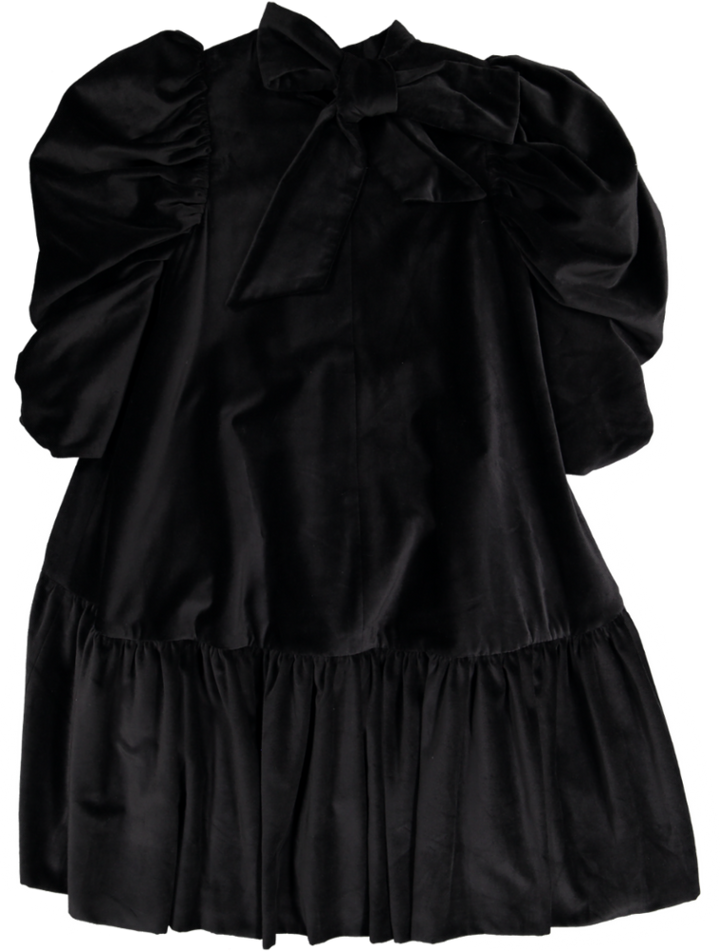 AW22-04.EVELYN DRESS- MIDNIGHT BLACK VELVET